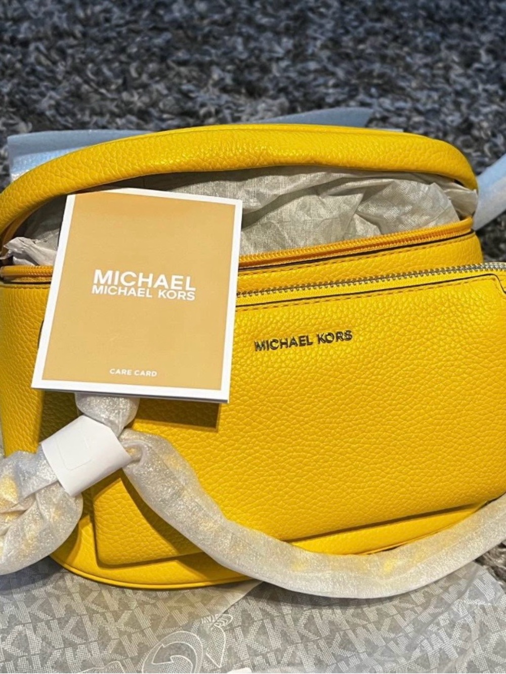 Michael Kors Bright Yellow Pebbled Leather Crossbody